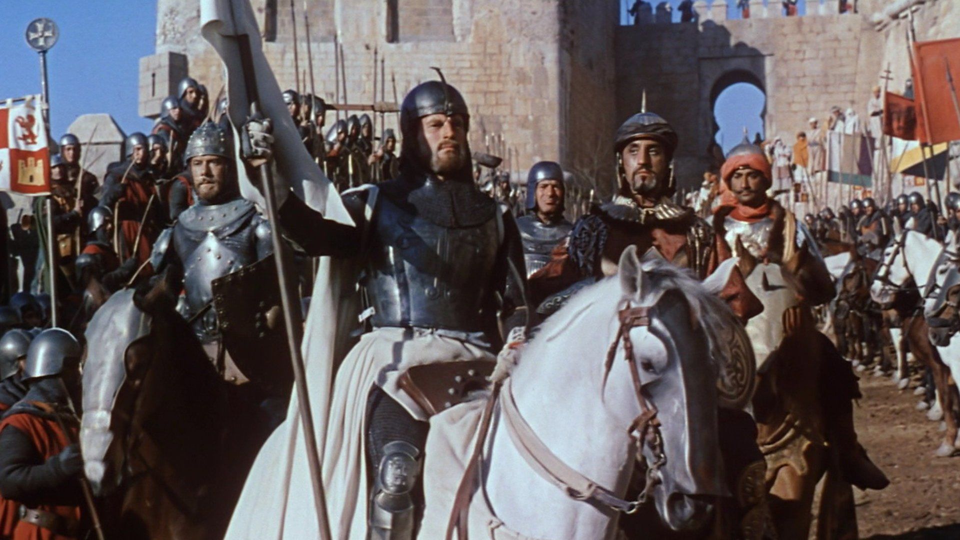 Army outside a castle from <em>El Cid</em>
